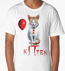 Kitten Clown Scary Fun Spooky Halloween Cat Funny Joke Design Long T-Shirt