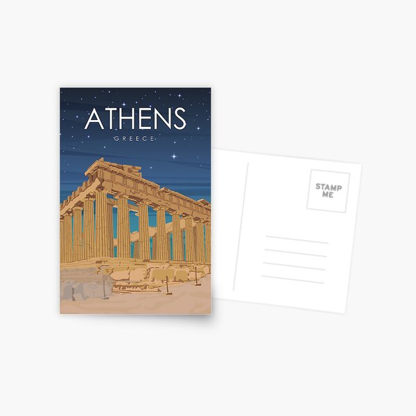 Item preview, Athens Greece Ruins at Night Travel Poster designed and sold by Stadify.