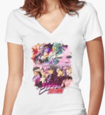 JoJo's Bizarre Adventure - Stardust Crusaders Japanese Logo Women's Fitted V-Neck T-Shirt