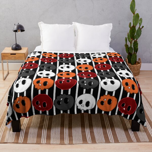 Aperçu de l'œuvre Spooky Skulls Bande noire et blanche Halloween créée et vendue par Artimas.