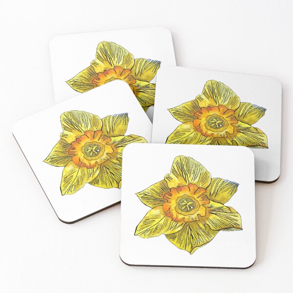 Item preview, Narcissus yellow bud hand drawn watercolor sketch designed and sold by Yana Mustafina | Boho Soulful Designs.
