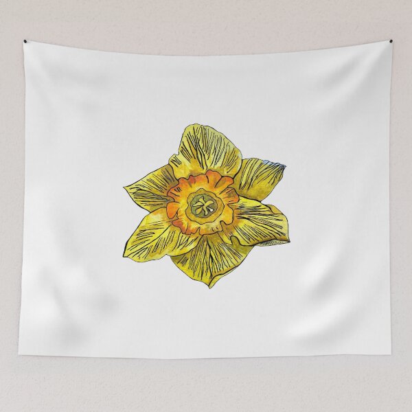 Item preview, Narcissus yellow bud hand drawn watercolor sketch designed and sold by Yana Mustafina | Boho Soulful Designs.