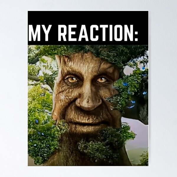 Wise Mystical Tree Face Old Mythical Oak Tree Funny Meme Poster