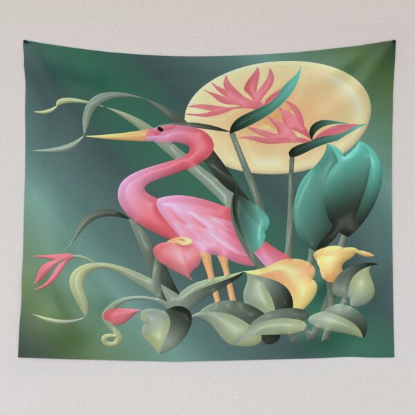 Item preview, Flamingo & Flowers Graphic designed and sold by Paula Helit.