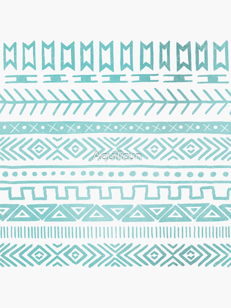 Thumbnail 3 of 3, Sticker, blue tribal pattern designed and sold by Aquilicun.