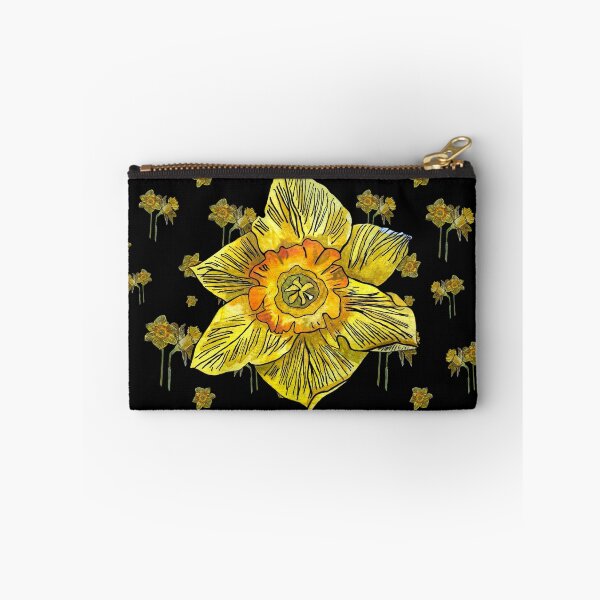 Item preview, Narcissus yellow bud hand drawn watercolor sketch black designed and sold by Yana Mustafina | Boho Soulful Designs.