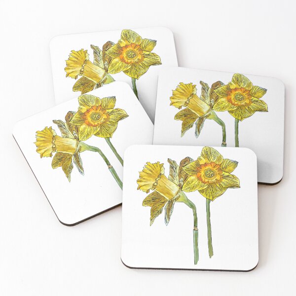 Item preview, Narcissus yellow bouquet bud hand drawn watercolor sketch designed and sold by Yana Mustafina | Boho Soulful Designs.