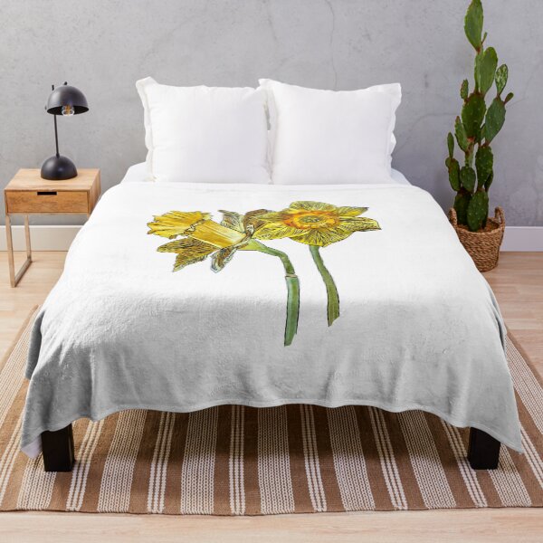 Item preview, Narcissus yellow bouquet bud hand drawn watercolor sketch designed and sold by Yana Mustafina | Boho Soulful Designs.