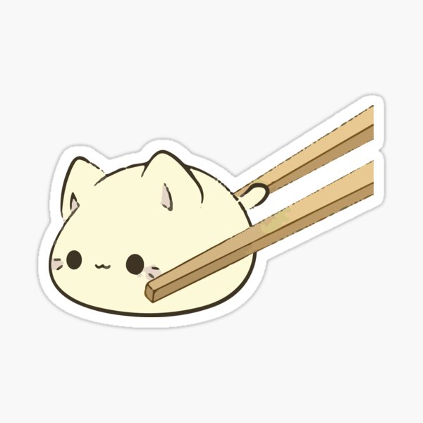 Kawaii Cat Eating Spaghetti' Sticker