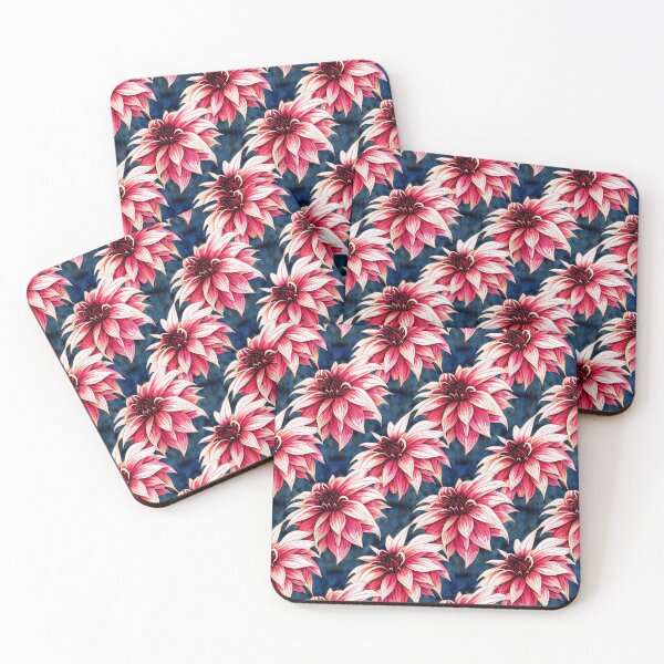Item preview, Dahlia Floral Pattern on Dark Blue Background  designed and sold by DesArtStudio.