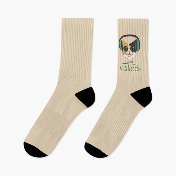 Item preview, Radio Calico: Cat Merch! Socks with Logo - Beige designed and sold by RadioCalico.