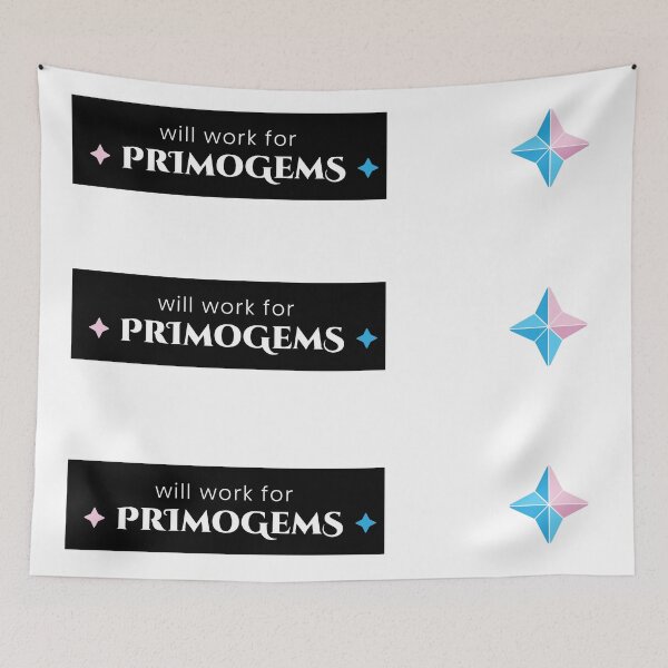 Item preview, Will Work For Primogems Sticker Pack - Genshin Impact Funny Quote designed and sold by Subtlety.