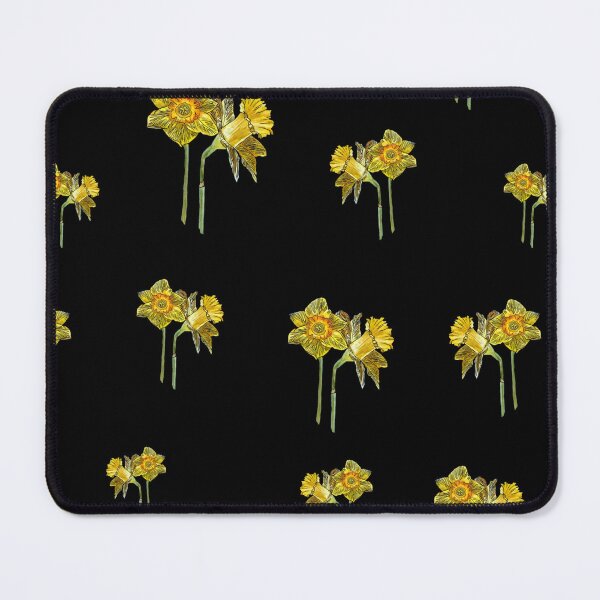 Item preview, Narcissus yellow bouquet bud black watercolor pattern designed and sold by Yana Mustafina | Boho Soulful Designs.