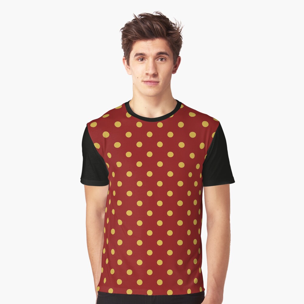 gold polka dot shirt