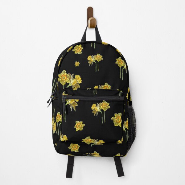 Item preview, Narcissus yellow bouquet bud watercolor pattern black designed and sold by Yana Mustafina | Boho Soulful Designs.