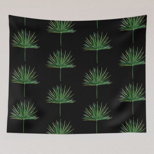 Item preview, Leaf palm seamless black pattern watercolor illustration designed and sold by Yana Mustafina | Boho Soulful Designs.