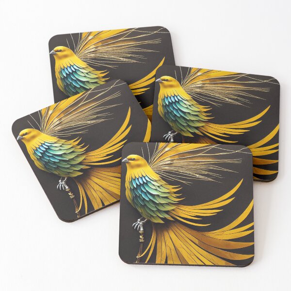 Item preview, Abstract yellow and green canary portrait with outspread feathers designed and sold by SingularityGeek.