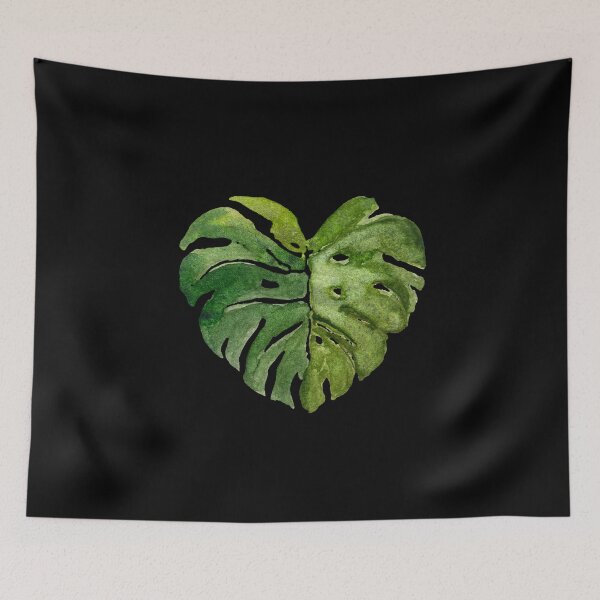 Item preview, Big palm leaf watercolor illustration on black background  designed and sold by Yana Mustafina | Boho Soulful Designs.
