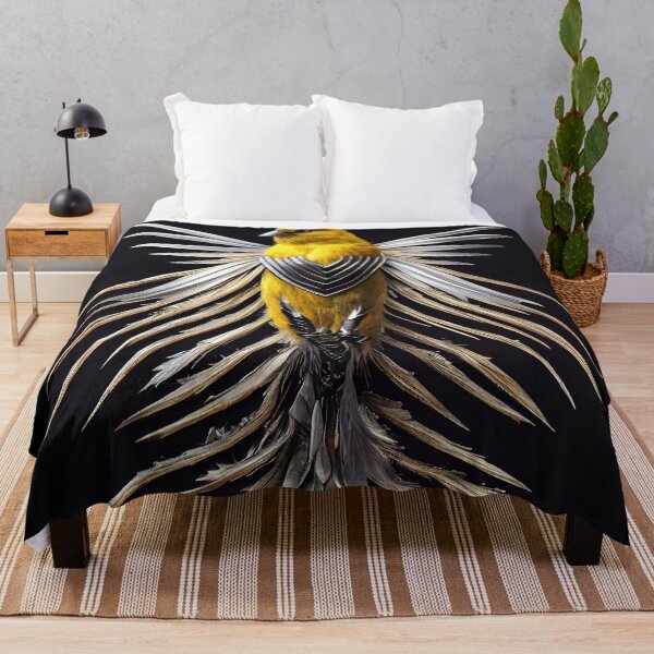 Item preview, Canary crucified in worn feathers with shield on the chest designed and sold by SingularityGeek.