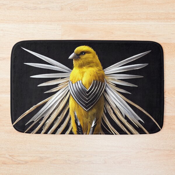 Item preview, Canary crucified in worn feathers with shield on the chest designed and sold by SingularityGeek.