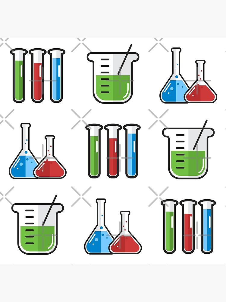 "Science Beakers Cute Adorable Chemistry Flasks Fun Icon Sticker Pack