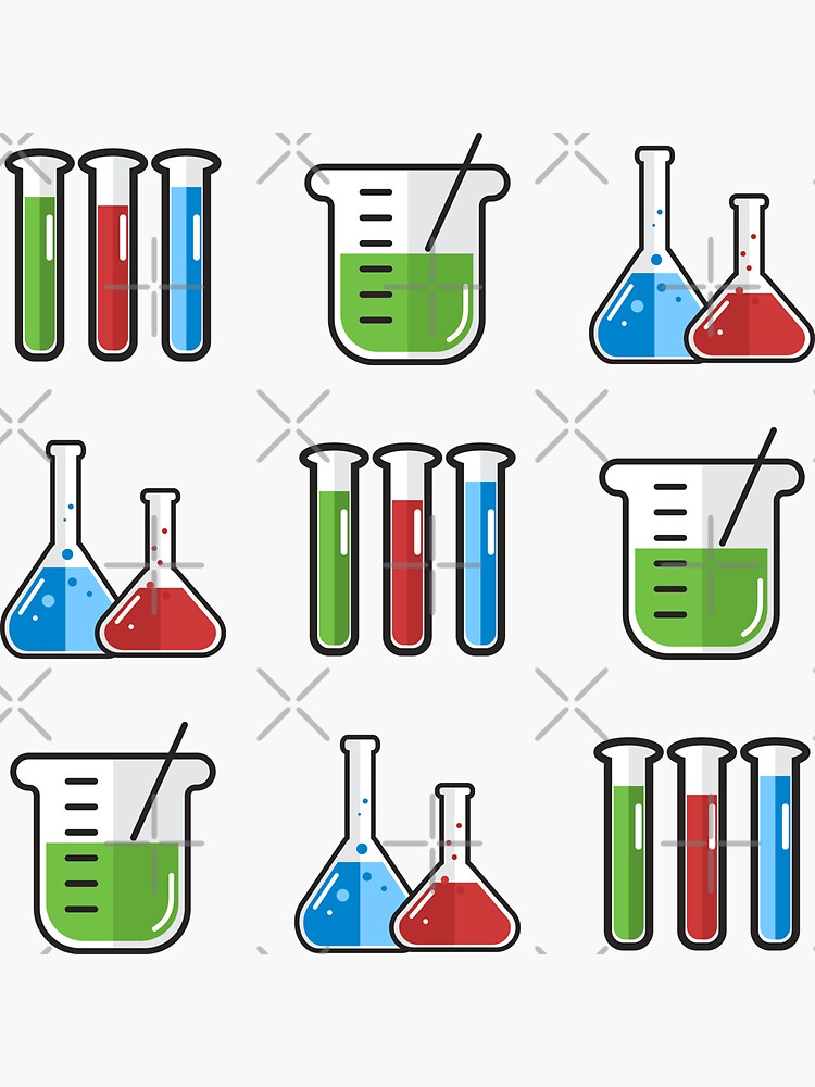 "Science Beakers Cute Adorable Chemistry Flasks Fun Icon Sticker Pack