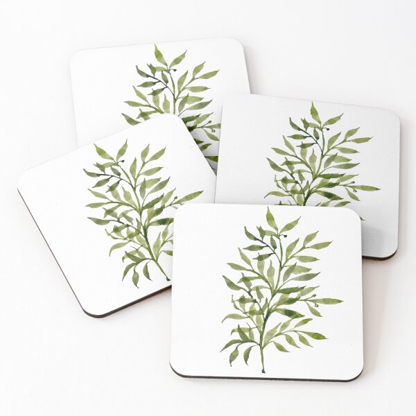 Item preview, a beauty green branch leaves watercolor illustration designed and sold by Yana Mustafina | Boho Soulful Designs.