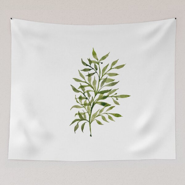 Item preview, a beauty green branch leaves watercolor illustration designed and sold by Yana Mustafina | Boho Soulful Designs.