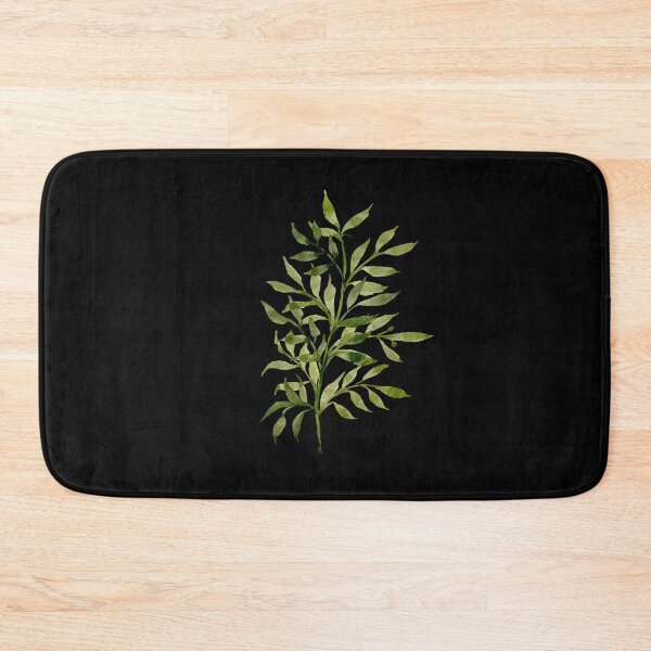 Item preview, beauty green branch leaves watercolor illustration black background  designed and sold by Yana Mustafina | Boho Soulful Designs.