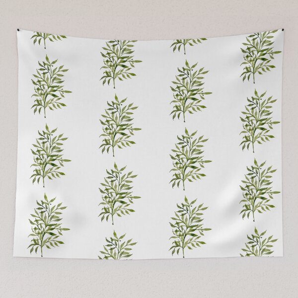 Item preview,  beauty green branch leaves watercolor illustration seamless pattern designed and sold by Yana Mustafina | Boho Soulful Designs.