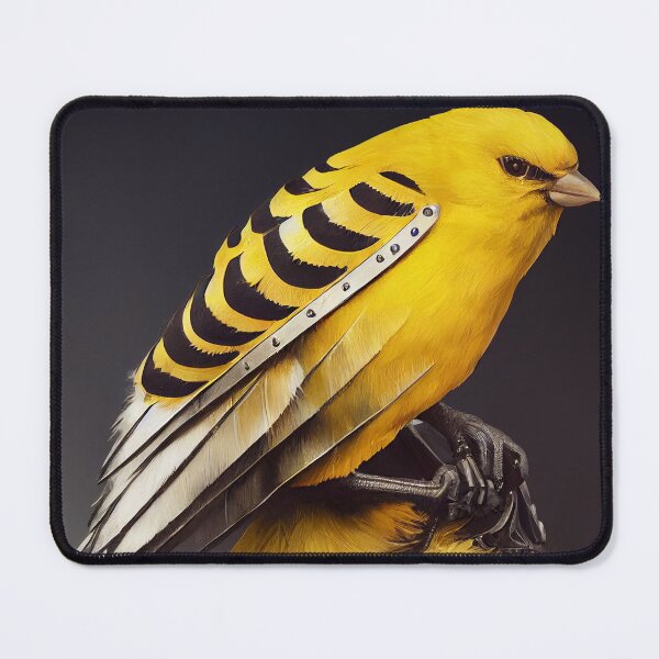 Item preview, Cyborg tiger canary leaning on armor after devouring its prey designed and sold by SingularityGeek.