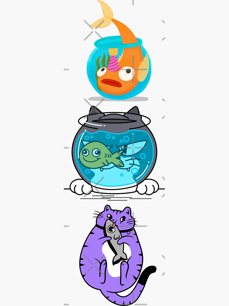 "FUNNY CAT AND FISH DESIGN" Sticker for Sale by BestCoolStuff Redbubble