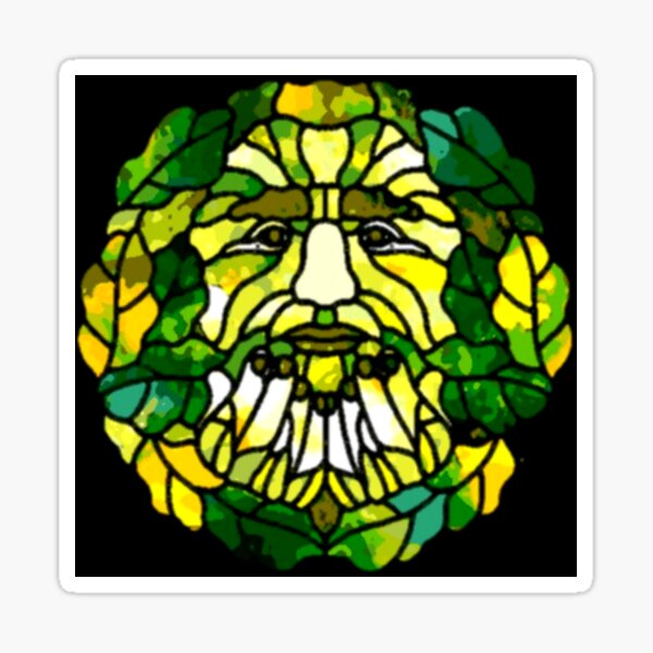 Pagan Green Man Stained Glass Sticker