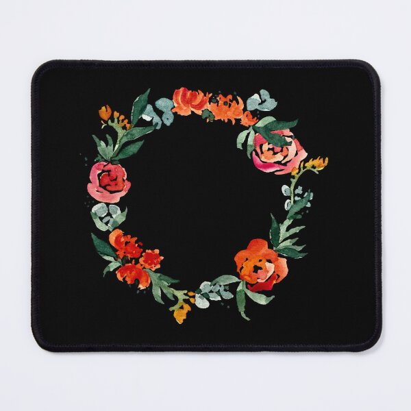 Item preview, Rose and peony wreath watercolor illustration  black background  designed and sold by Yana Mustafina | Boho Soulful Designs.