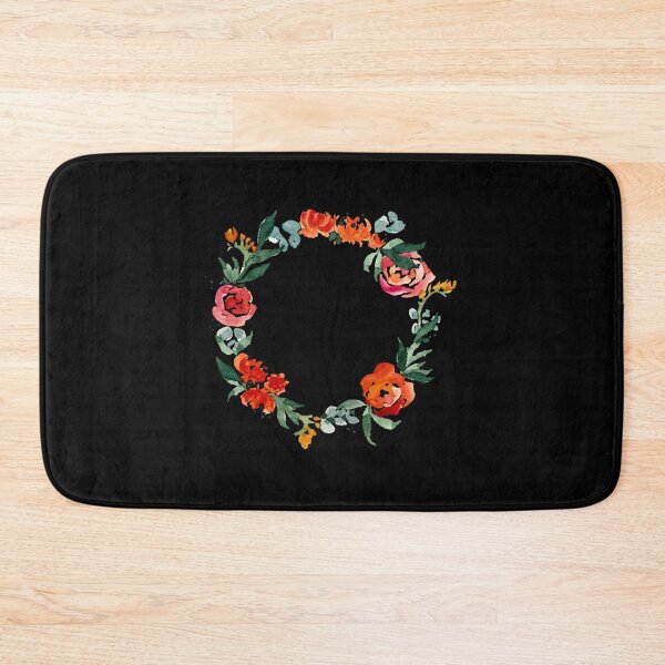 Item preview, Rose and peony wreath watercolor illustration  black background  designed and sold by Yana Mustafina | Boho Soulful Designs.