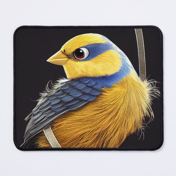 Item preview, Incredible yellow and blue chaffinch with metal prostheses designed and sold by SingularityGeek.