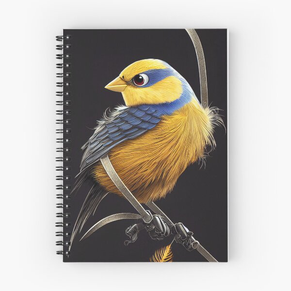 Item preview, Incredible yellow and blue chaffinch with metal prostheses designed and sold by SingularityGeek.