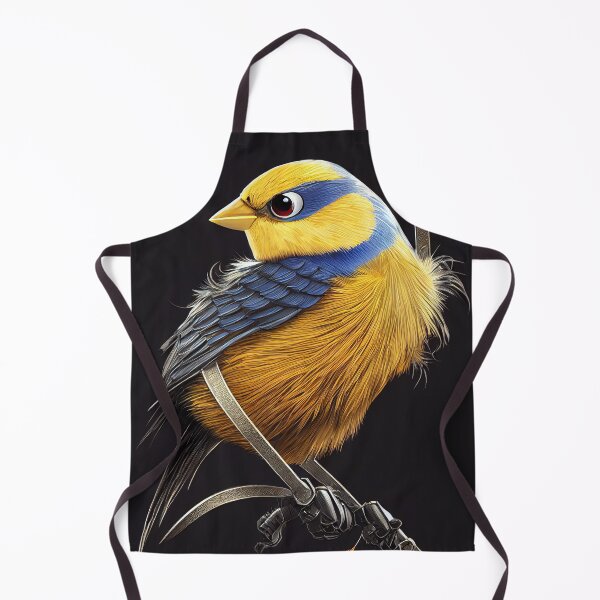 Item preview, Incredible yellow and blue chaffinch with metal prostheses designed and sold by SingularityGeek.