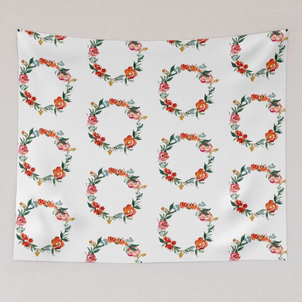 Item preview, rose and peony wreath watercolor illustration seamless pattern designed and sold by Yana Mustafina | Boho Soulful Designs.