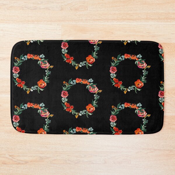 Item preview, Rose and peony wreath watercolor black seamless pattern designed and sold by Yana Mustafina | Boho Soulful Designs.