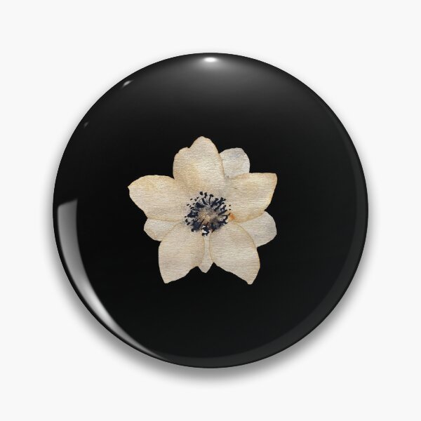 Item preview, Nice beige anemone cute watercolor illustration black background  designed and sold by Yana Mustafina | Boho Soulful Designs.