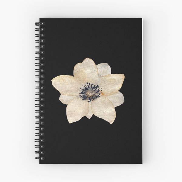 Item preview, Nice beige anemone cute watercolor illustration black background  designed and sold by Yana Mustafina | Boho Soulful Designs.