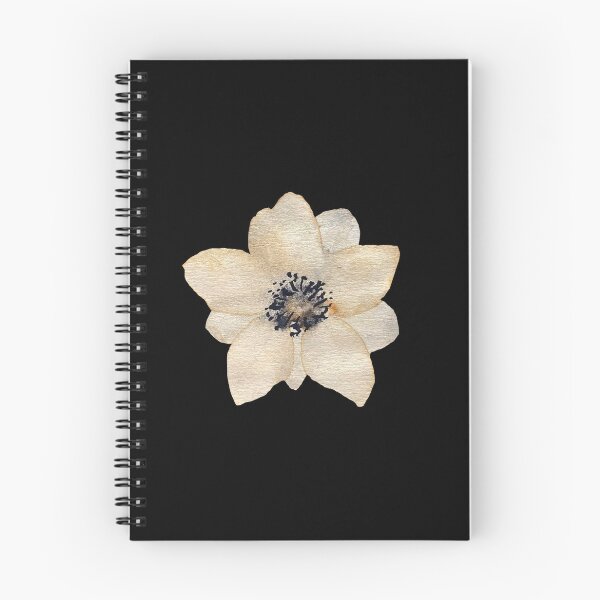 Item preview, Nice beige anemone cute watercolor illustration black background  designed and sold by Yana Mustafina | Boho Soulful Designs.