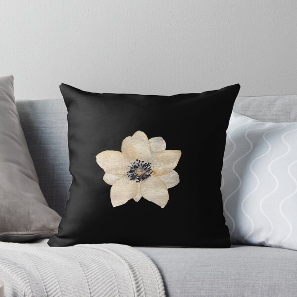 Item preview, Nice beige anemone cute watercolor illustration black background  designed and sold by Yana Mustafina | Boho Soulful Designs.
