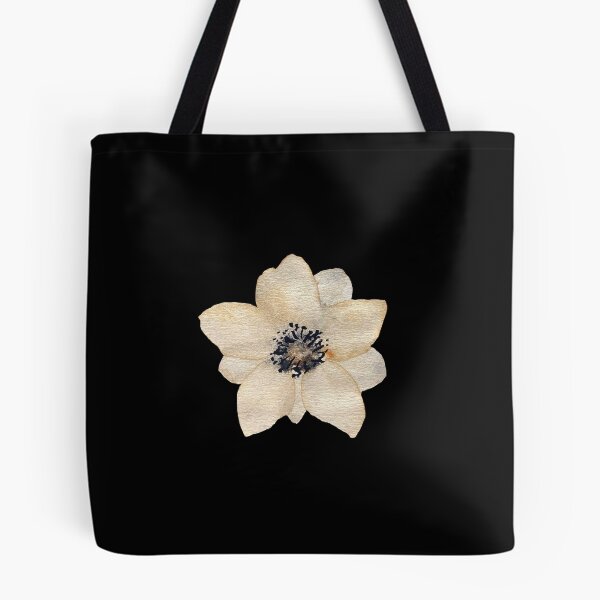Item preview, Nice beige anemone cute watercolor illustration black background  designed and sold by Yana Mustafina | Boho Soulful Designs.