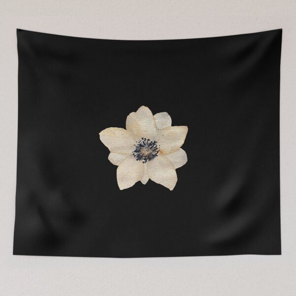 Item preview, Nice beige anemone cute watercolor illustration black background  designed and sold by Yana Mustafina | Boho Soulful Designs.