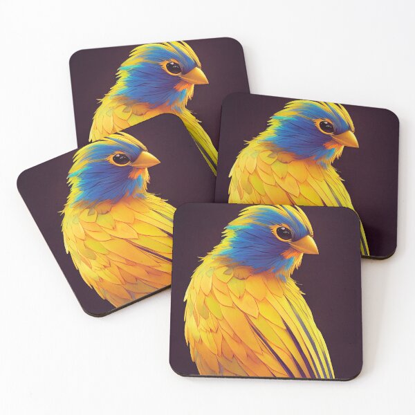 Item preview, Lit portrait of a yellow and blue canary crossbreed designed and sold by SingularityGeek.