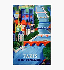 1960 Air France Paris Bridges Travel Poster Photographic Print