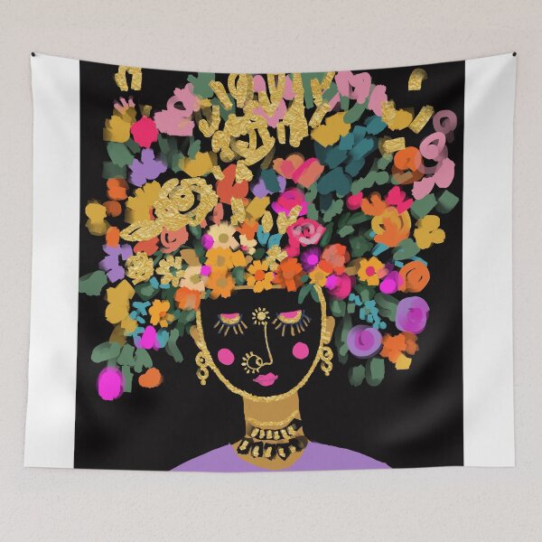 Item preview, Sun Goddess - women face with colourful flower crown  designed and sold by Urvashi Patel.