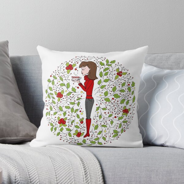 Hand drawn Christmas decoration Throw Pillow